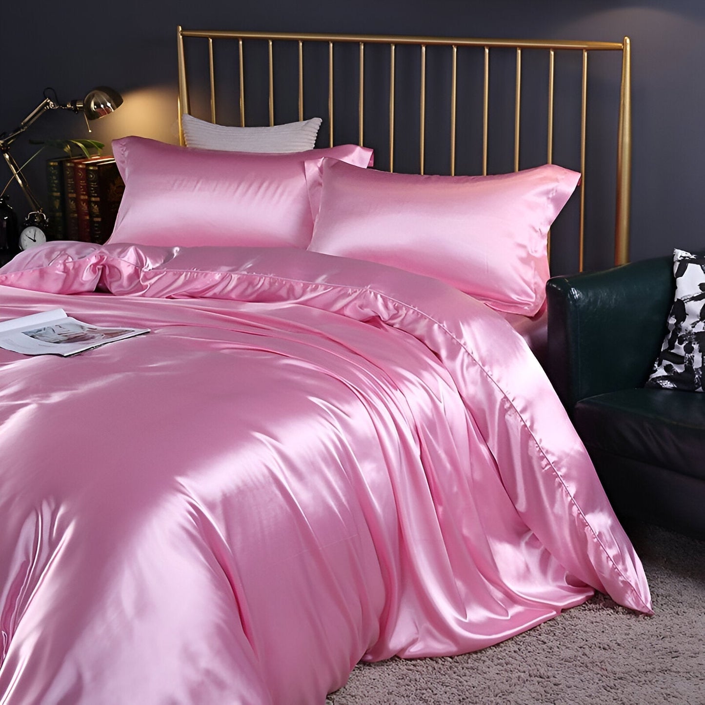 Beddengoedset Zijde 70% Mulberry 180gsm Paars Dekbedovertrek Hoeslaken Kussenslopen Luxe Slaapkamer Satijn Look