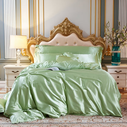 Beddengoedset Zijde 70% Mulberry 180gsm Paars Dekbedovertrek Hoeslaken Kussenslopen Luxe Slaapkamer Satijn Look