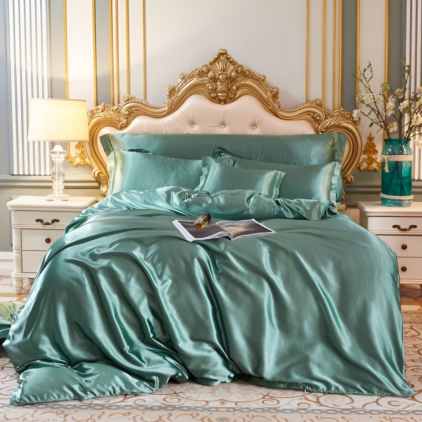 Beddengoedset Zijde 70% Mulberry 180gsm Paars Dekbedovertrek Hoeslaken Kussenslopen Luxe Slaapkamer Satijn Look