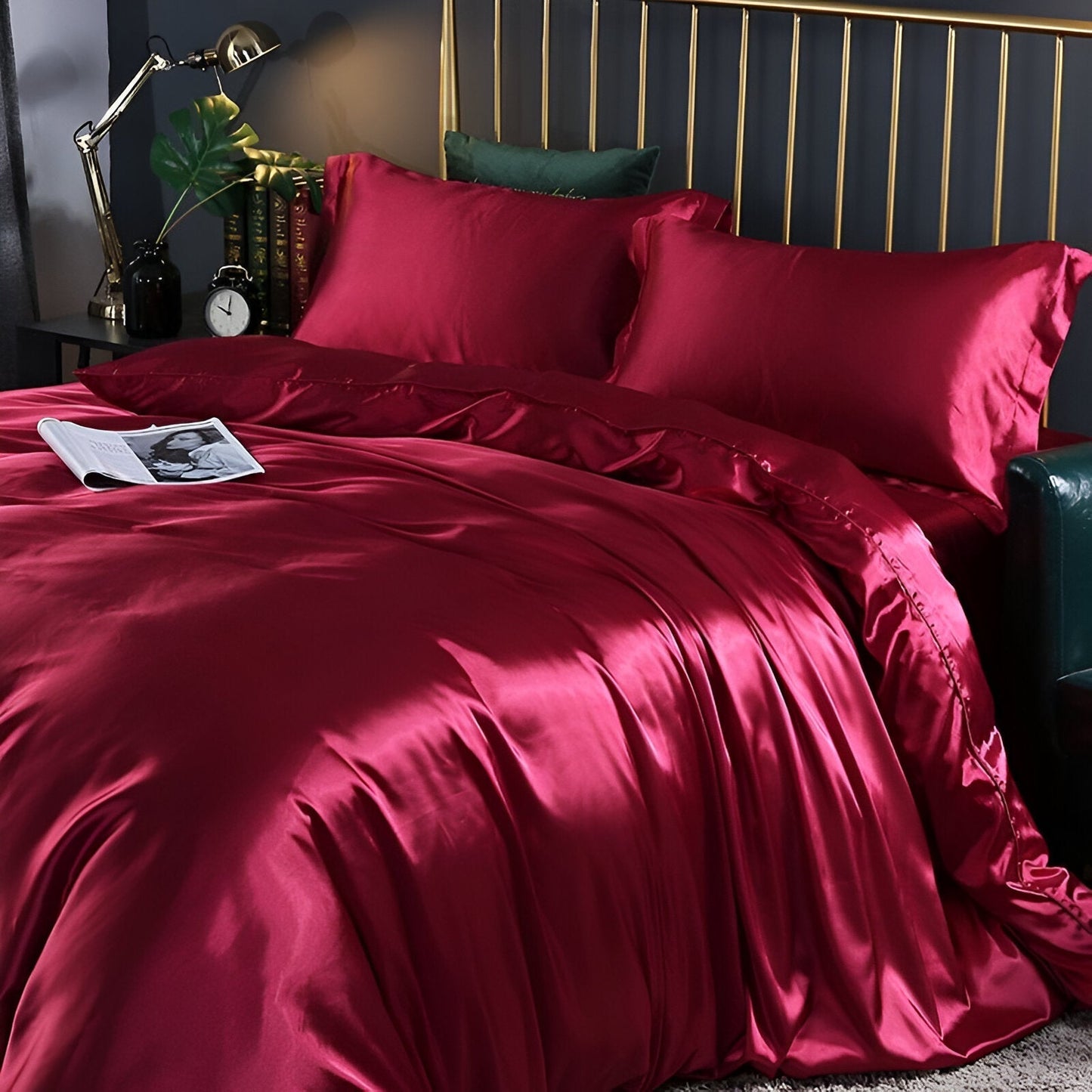 Beddengoedset Zijde 70% Mulberry 180gsm Paars Dekbedovertrek Hoeslaken Kussenslopen Luxe Slaapkamer Satijn Look
