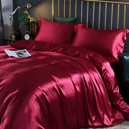 Beddengoedset Zijde 70% Mulberry 180gsm Paars Dekbedovertrek Hoeslaken Kussenslopen Luxe Slaapkamer Satijn Look