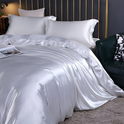 Beddengoedset Zijde 70% Mulberry 180gsm Paars Dekbedovertrek Hoeslaken Kussenslopen Luxe Slaapkamer Satijn Look