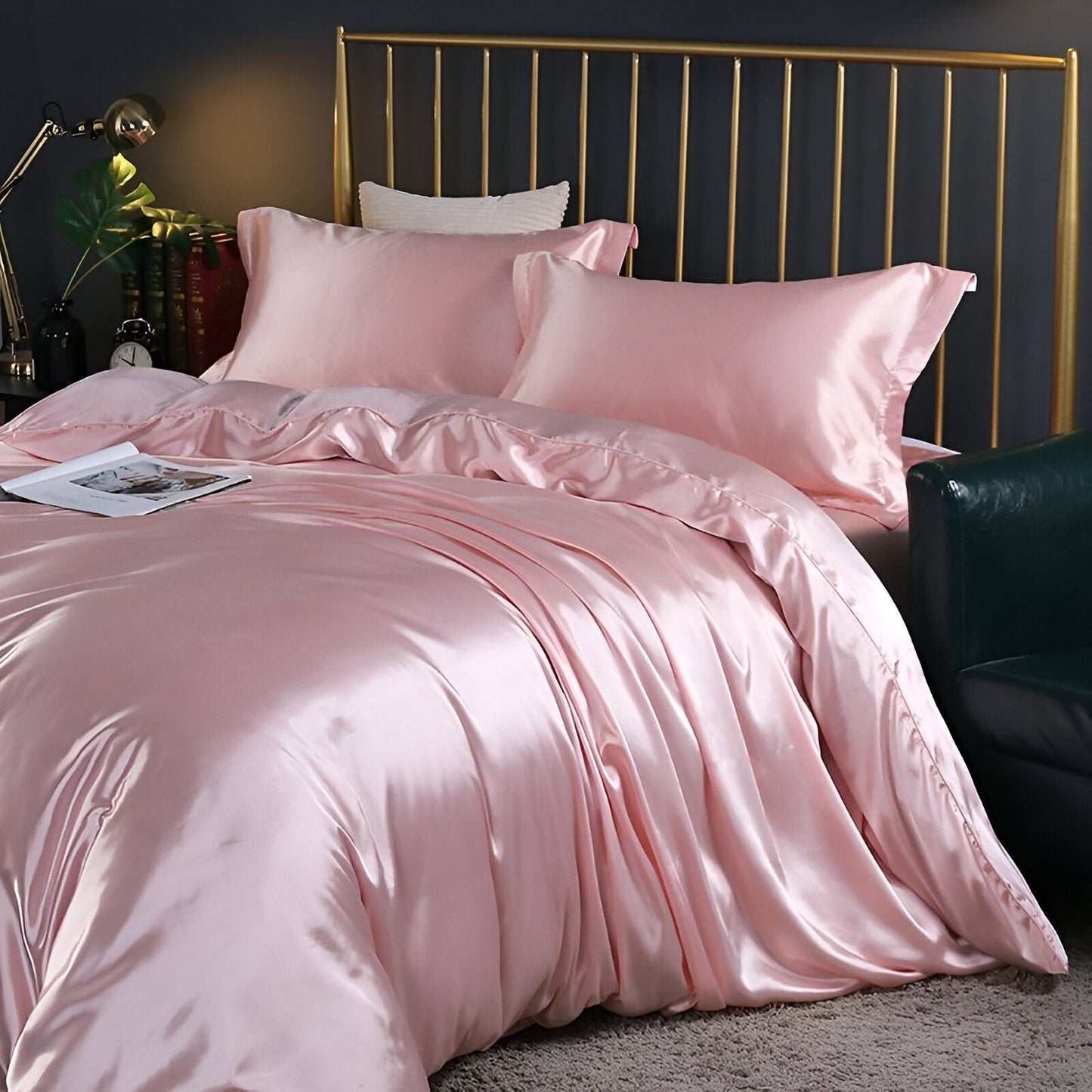 Beddengoedset Zijde 70% Mulberry 180gsm Paars Dekbedovertrek Hoeslaken Kussenslopen Luxe Slaapkamer Satijn Look