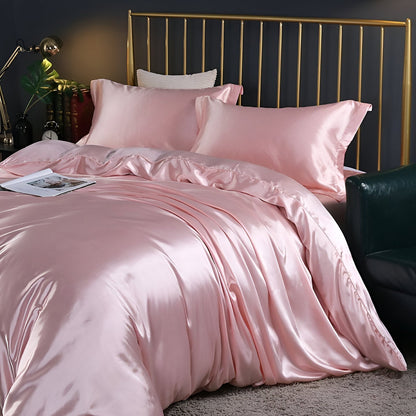 Beddengoedset Zijde 70% Mulberry 180gsm Paars Dekbedovertrek Hoeslaken Kussenslopen Luxe Slaapkamer Satijn Look