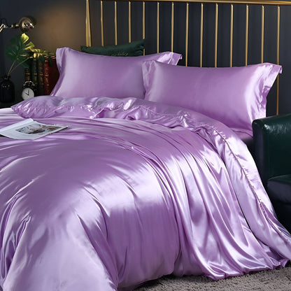 Beddengoedset Zijde 70% Mulberry 180gsm Paars Dekbedovertrek Hoeslaken Kussenslopen Luxe Slaapkamer Satijn Look