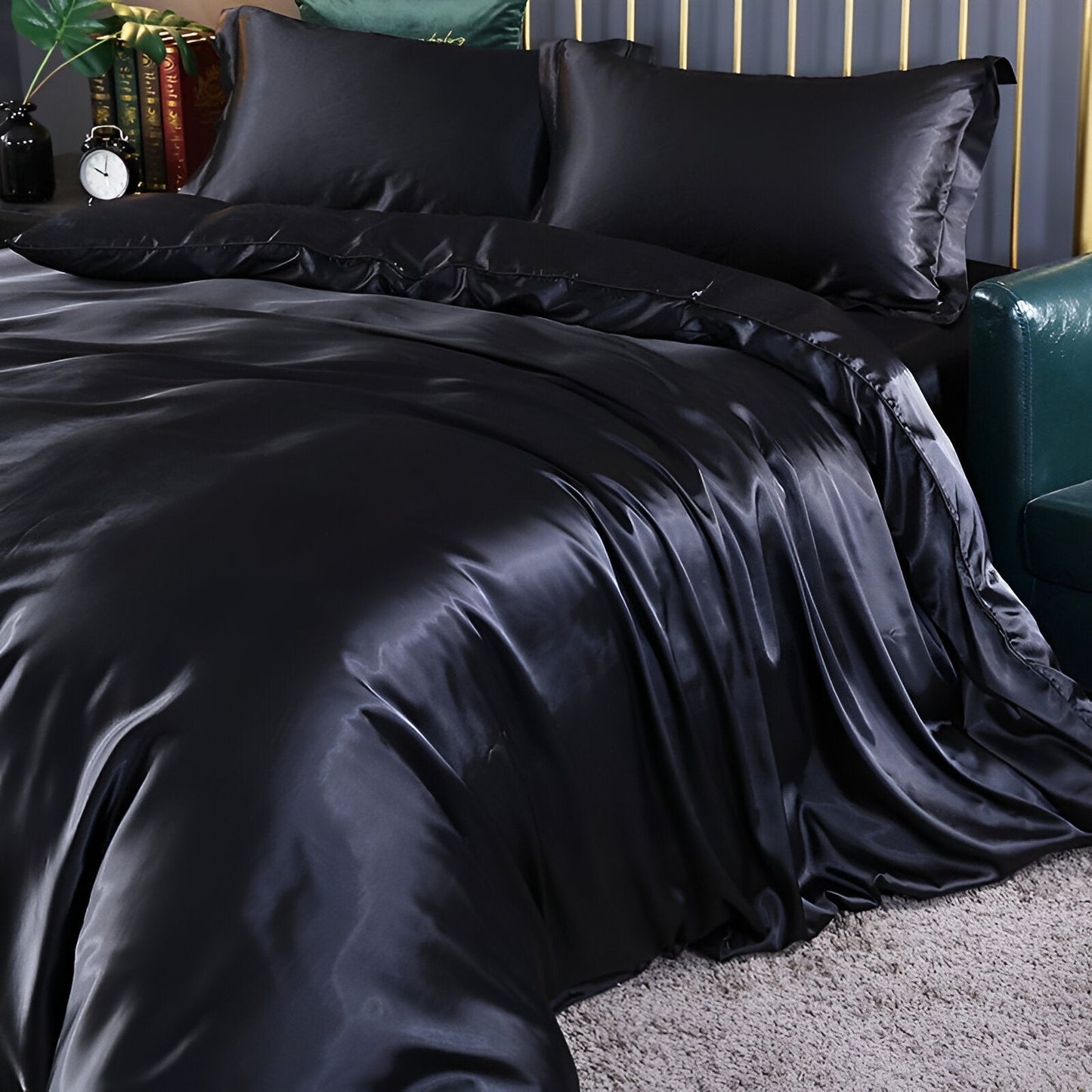 Beddengoedset Zijde 70% Mulberry 180gsm Paars Dekbedovertrek Hoeslaken Kussenslopen Luxe Slaapkamer Satijn Look