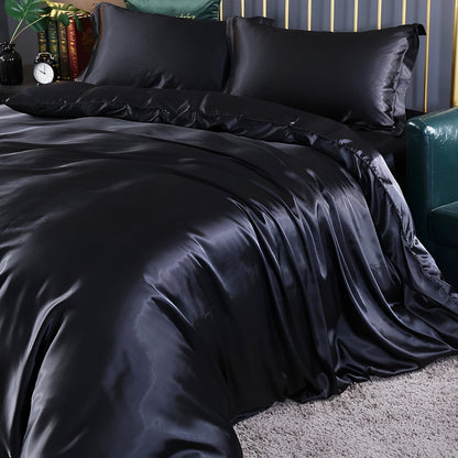 Beddengoedset Zijde 70% Mulberry 180gsm Paars Dekbedovertrek Hoeslaken Kussenslopen Luxe Slaapkamer Satijn Look