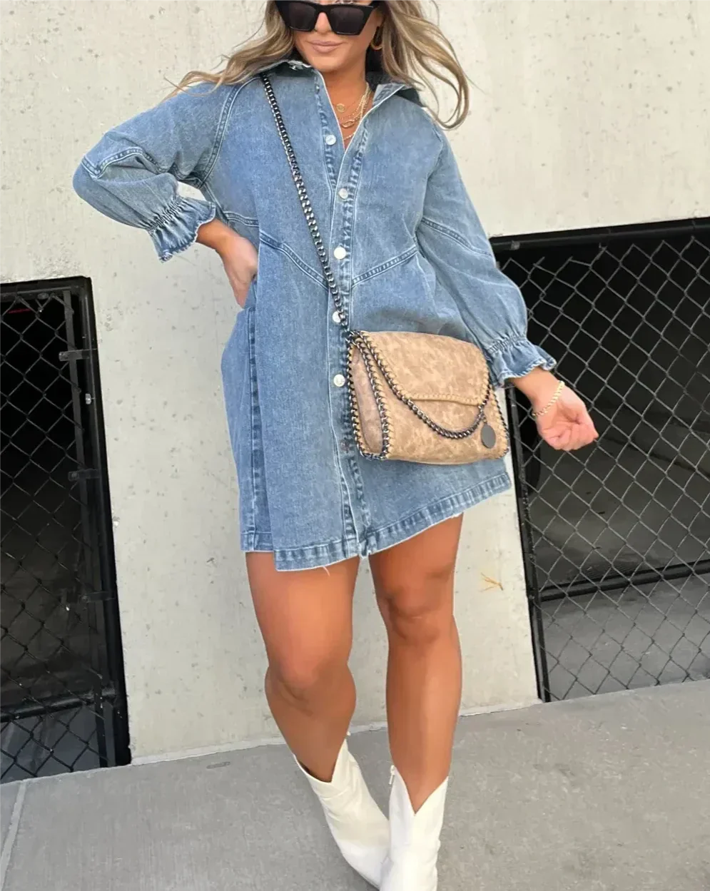 Lydia | Dames Denim Jurk Met Knoopdetails 5