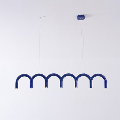 Moderne Kroonluchter met Cirkelvormige M-Bogen – 4, 7 of 9 Lichtpunten in Wit, Zwart of Blauw