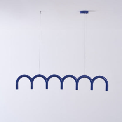 Moderne Kroonluchter met Cirkelvormige M-Bogen – 4, 7 of 9 Lichtpunten in Wit, Zwart of Blauw