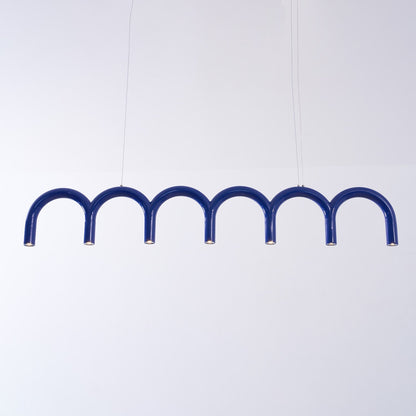 Moderne Kroonluchter met Cirkelvormige M-Bogen – 4, 7 of 9 Lichtpunten in Wit, Zwart of Blauw