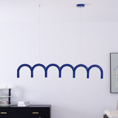 Moderne Kroonluchter met Cirkelvormige M-Bogen – 4, 7 of 9 Lichtpunten in Wit, Zwart of Blauw