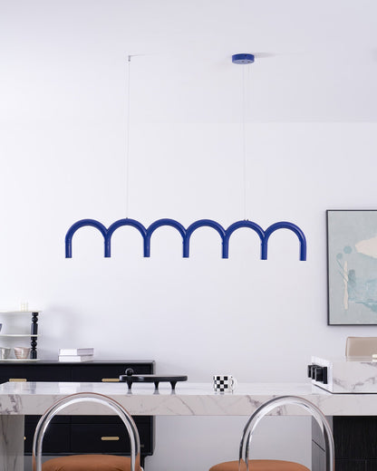 Moderne Kroonluchter met Cirkelvormige M-Bogen – 4, 7 of 9 Lichtpunten in Wit, Zwart of Blauw