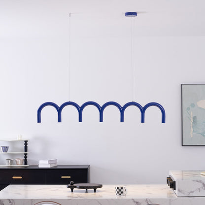 Moderne Kroonluchter met Cirkelvormige M-Bogen – 4, 7 of 9 Lichtpunten in Wit, Zwart of Blauw