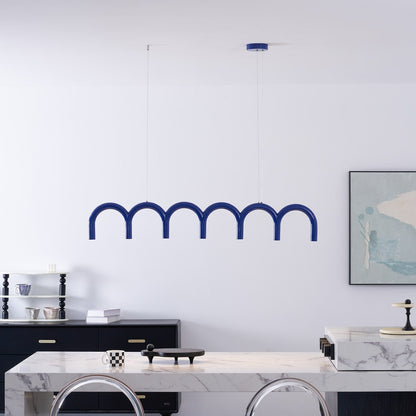 Moderne Kroonluchter met Cirkelvormige M-Bogen – 4, 7 of 9 Lichtpunten in Wit, Zwart of Blauw