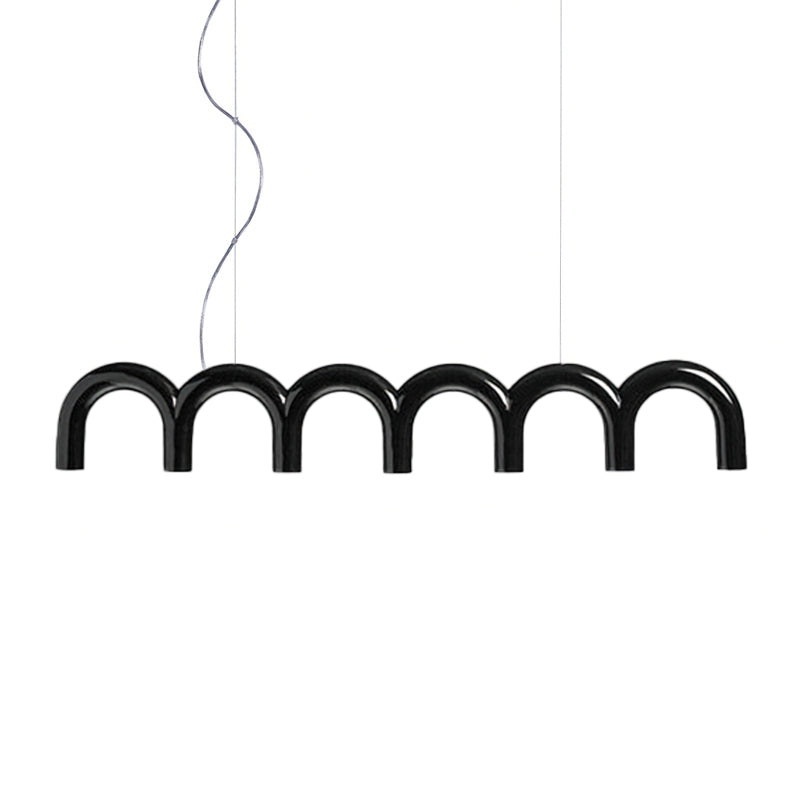 Moderne Kroonluchter met Cirkelvormige M-Bogen – 4, 7 of 9 Lichtpunten in Wit, Zwart of Blauw