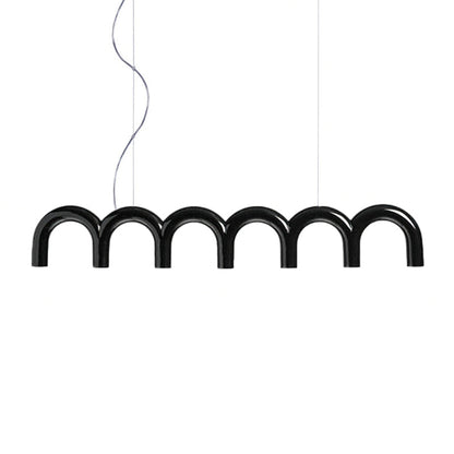 Moderne Kroonluchter met Cirkelvormige M-Bogen – 4, 7 of 9 Lichtpunten in Wit, Zwart of Blauw