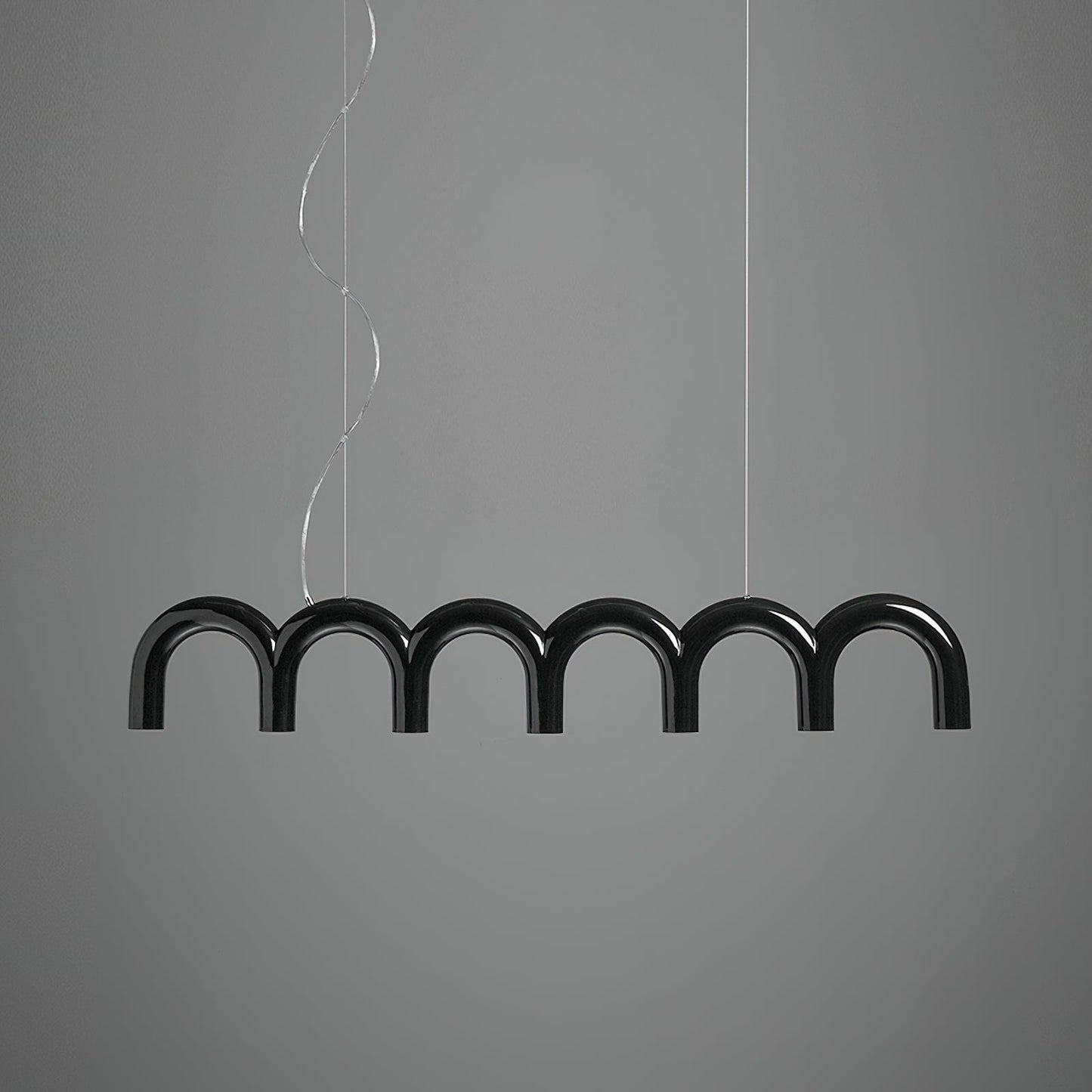 Moderne Kroonluchter met Cirkelvormige M-Bogen – 4, 7 of 9 Lichtpunten in Wit, Zwart of Blauw