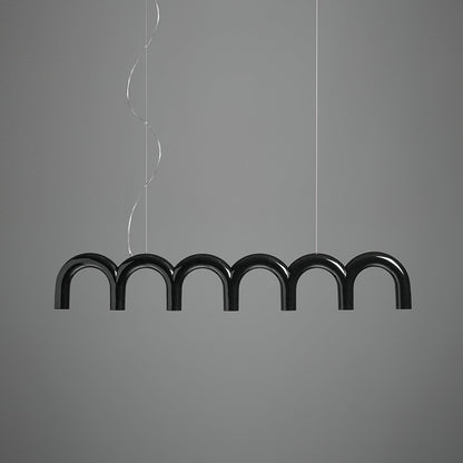 Moderne Kroonluchter met Cirkelvormige M-Bogen – 4, 7 of 9 Lichtpunten in Wit, Zwart of Blauw