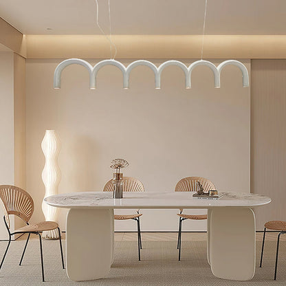 Moderne Kroonluchter met Cirkelvormige M-Bogen – 4, 7 of 9 Lichtpunten in Wit, Zwart of Blauw