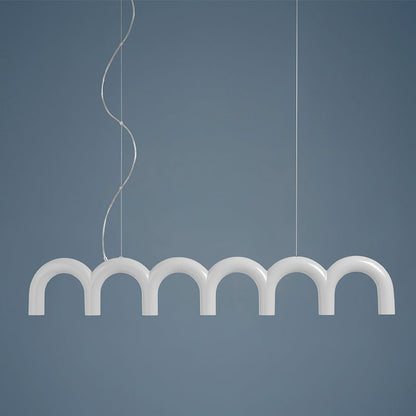 Moderne Kroonluchter met Cirkelvormige M-Bogen – 4, 7 of 9 Lichtpunten in Wit, Zwart of Blauw