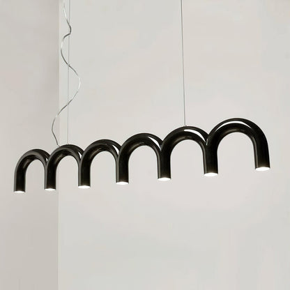 Moderne Kroonluchter met Cirkelvormige M-Bogen – 4, 7 of 9 Lichtpunten in Wit, Zwart of Blauw