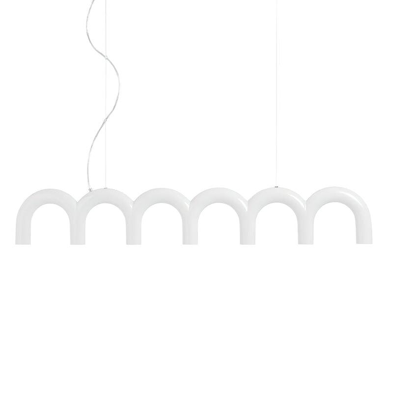 Moderne Kroonluchter met Cirkelvormige M-Bogen – 4, 7 of 9 Lichtpunten in Wit, Zwart of Blauw