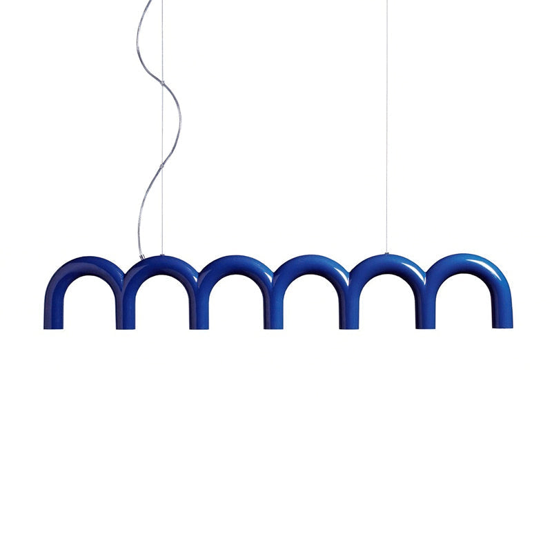Moderne Kroonluchter met Cirkelvormige M-Bogen – 4, 7 of 9 Lichtpunten in Wit, Zwart of Blauw
