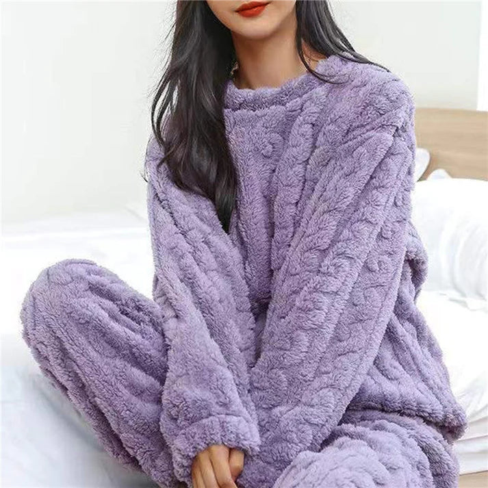 Zachte Fleece Pyjama Set Dames Slaapkleding Comfortabele Lounge Set