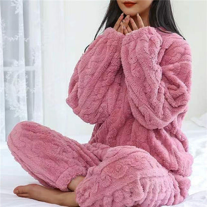 Dames Fleece Pyjama Set Zacht en Warm voor Slapen
