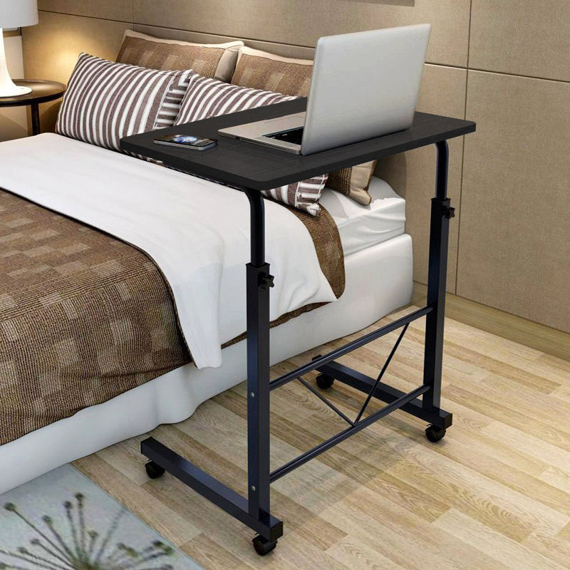 Laptoptafel Op Wielen Verstelbaar Zwart Staal Hout Bijzettafel Sofa Bureau