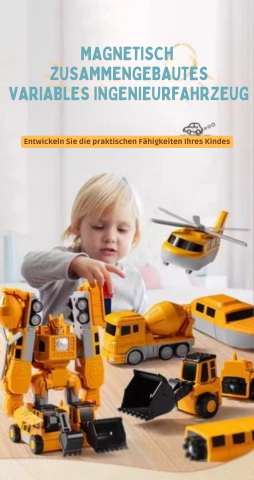 Magnetisch Bouwvoertuig Speelset 50 Stuks Transformeerbaar Voertuigset voor Kinderen Educatief Constructiespeelgoed met Magnetische Onderdelen
