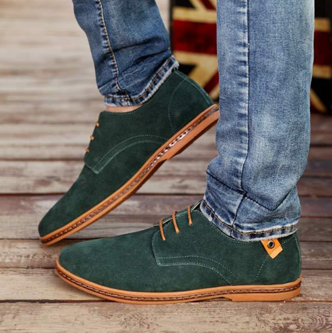 Bruine Suède Heren Veterschoenen Mees Leer Klassiek Design