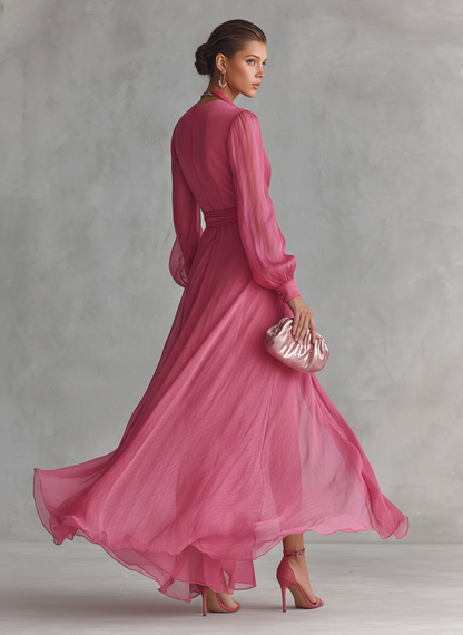 Dames Jurk Chiffon V-hals