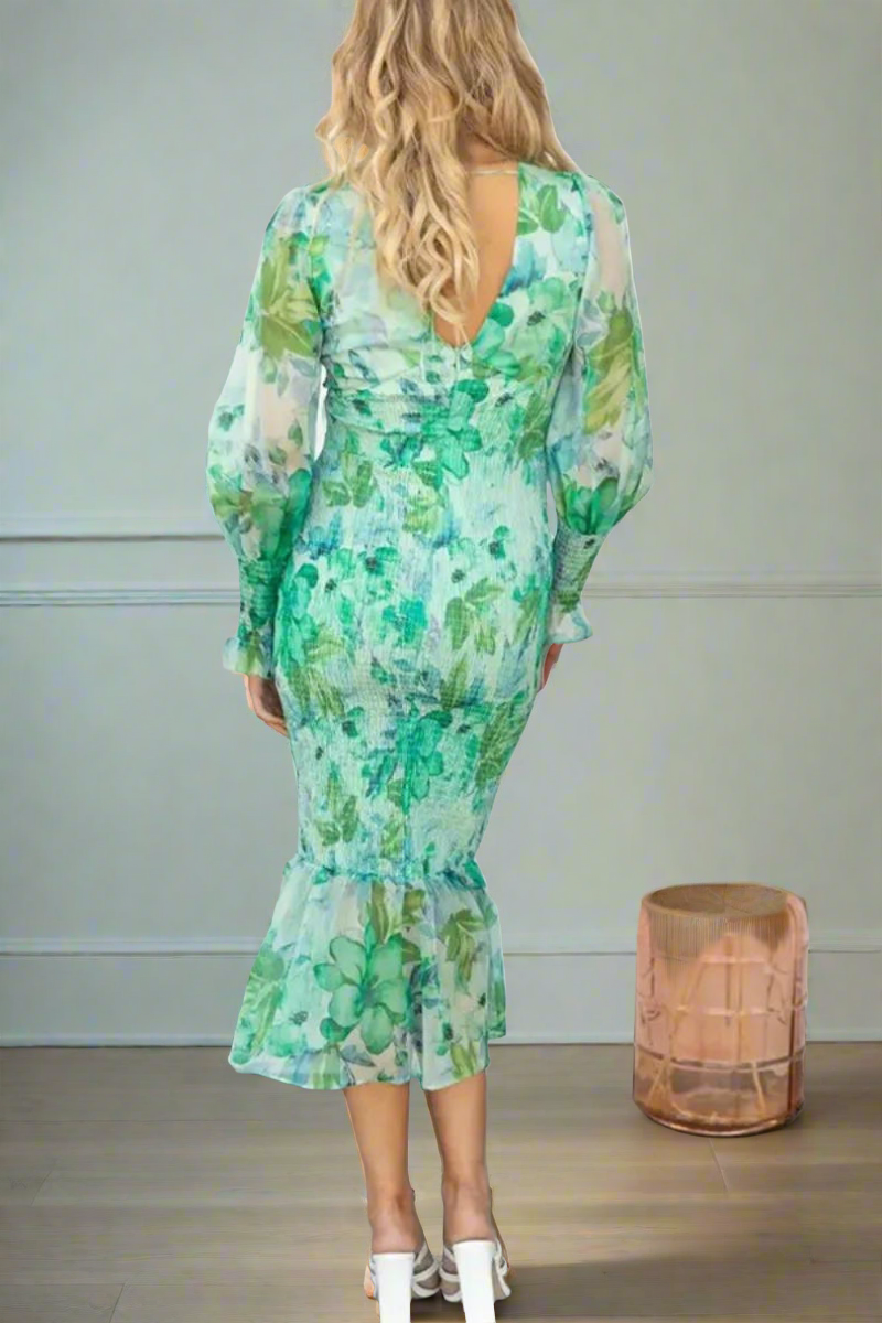 Midi Jurk Bloemenprint Zomerjurk Vrouw