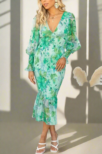 Midi Jurk Bloemenprint Zomerjurk Vrouw