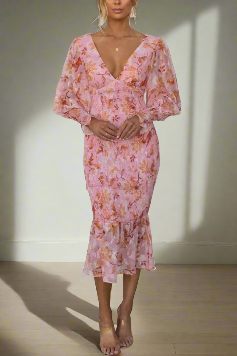 Midi Jurk Bloemenprint Zomerjurk Vrouw - StudioMarella