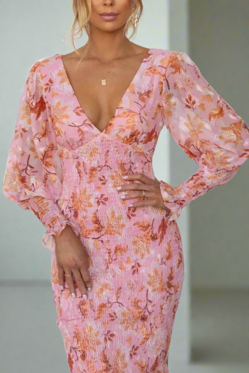 Midi Jurk Bloemenprint Zomerjurk Vrouw