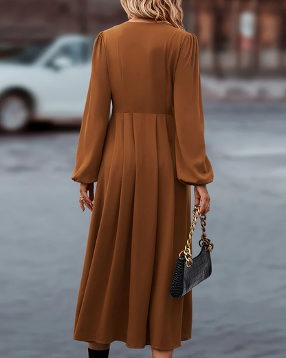 Dames Maxi Jurk Lange Mouwen Zomerjurk met Knoopsluiting