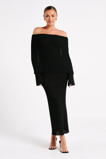 Off-Shoulder Maxi Jurk Bouclé Stof Zomerjurk