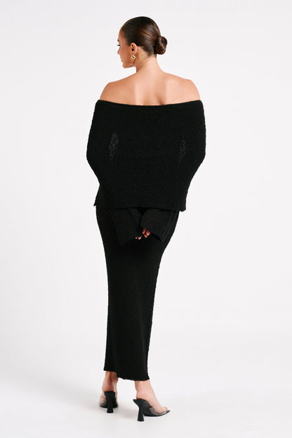 Off-Shoulder Maxi Jurk Bouclé Stof Zomerjurk