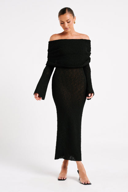 Off-Shoulder Maxi Jurk Bouclé Stof Zomerjurk