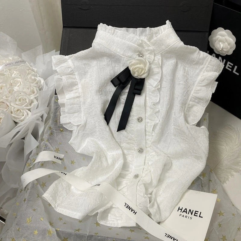 Witte Bloes voor Dames Met Boog Detail - StudioMarella