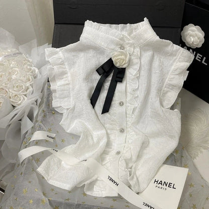 Witte Bloes voor Dames Met Boog Detail - StudioMarella