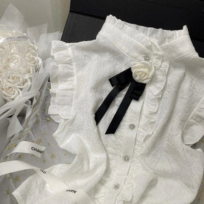 Witte Bloes voor Dames Met Boog Detail
