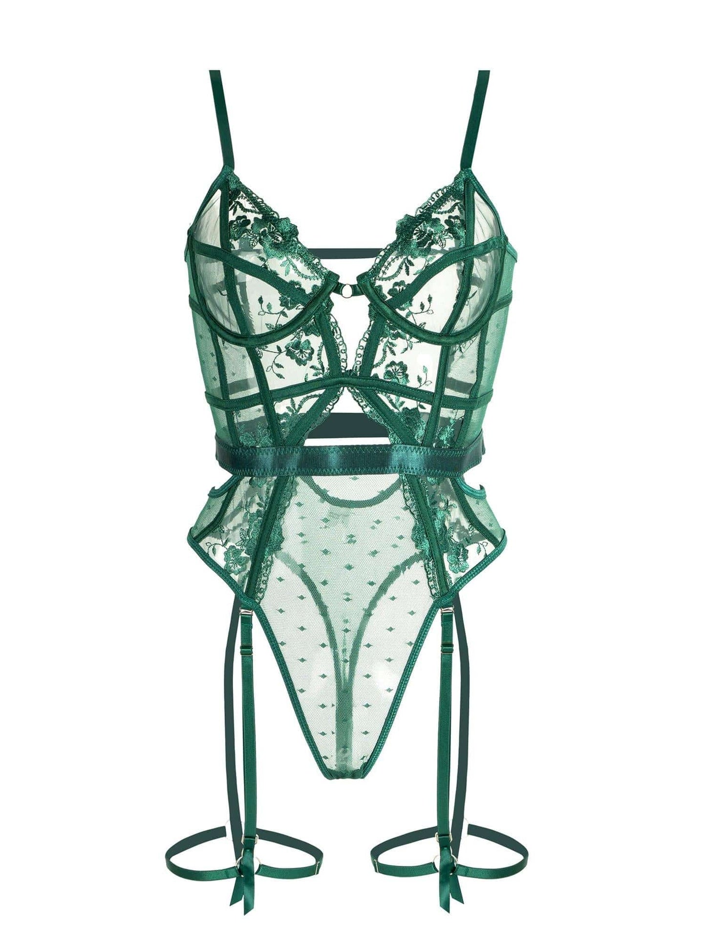 Groene Kanten Beugelbh Lingerie Set voor Vrouw