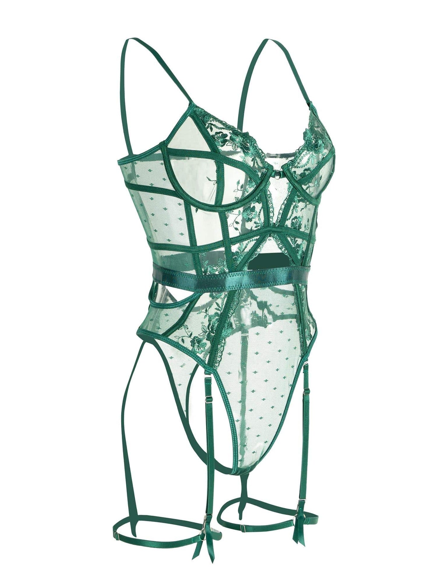 Groene Kanten Beugelbh Lingerie Set voor Vrouw