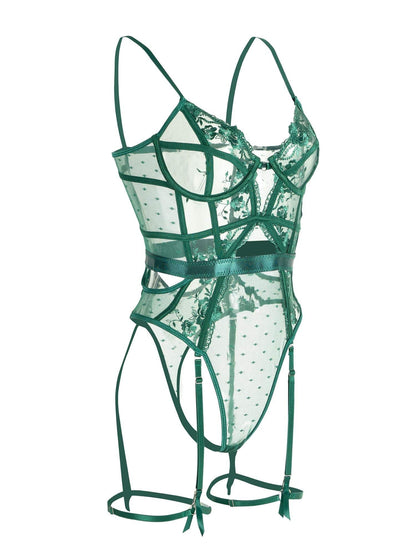 Groene Kanten Beugelbh Lingerie Set voor Vrouw