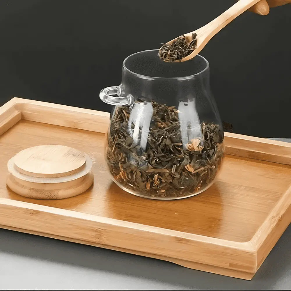 Glazen Voorraadpot Bamboe Deksel Luchtdicht Koffie Thee Granen Keuken Set