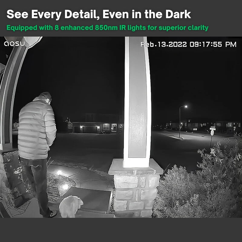 Draadloze Smart Video Deurbel Camera | HD-Beeldkwaliteit Dag & Nacht | WiFi Tweerichtings Intercom | Bewegingsdetectie | Geen Abonnement Vereist | Weerbestendig | Oplaadbare Batterij 90 Dagen